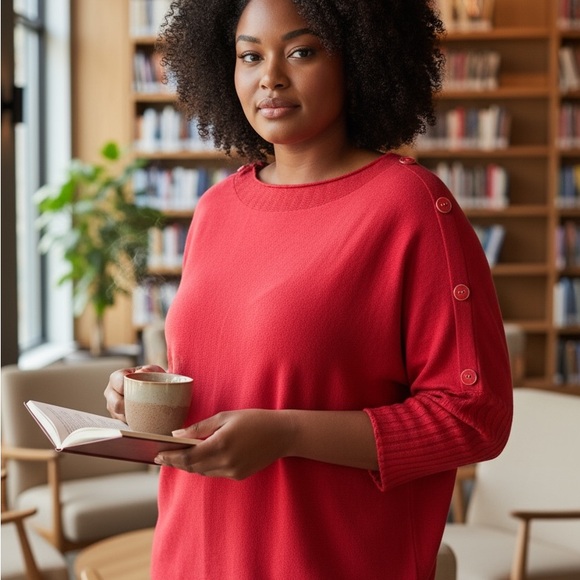 Melissa Paige Tops - Melissa Paige Scarlet Buttoned Sleeve Sweater